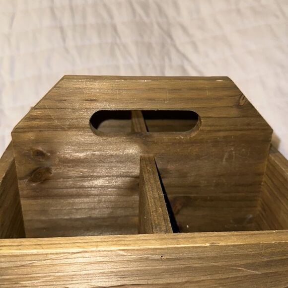 Vintage Handmade Brown Four Wine Bottle Storage Caddy - Picture 8 of 8